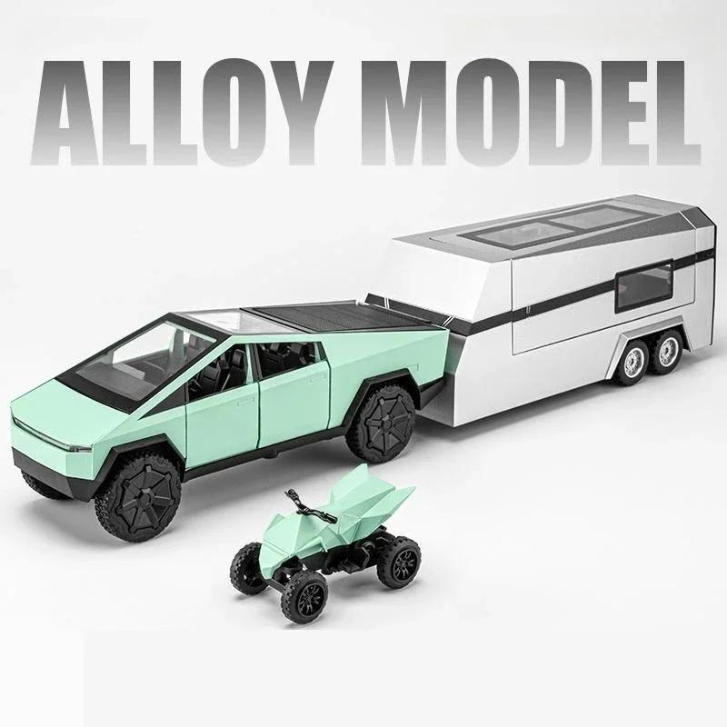 1/32 Tesla Cybertruck Pickup Model S Model X Model Y Toy Car Diecast Metal Off Road Collection Pull Back Sound Light Gift Boy
