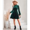 Samtkleid für Damen Winter Casual Hoher Hals Samt Einfarbig Schlanke Taille Kleid Herbst Winter Promi Partykleider