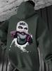 Robber graffiti print hooded sweater couple high street hiphop vintage mopping casual top