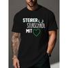 Europäische Größen Herren Übergröße Lustiges deutsches Knitter-T-Shirt - "Steirer Sturschadl Mitt" Herz-Design, Lässiger Rundhalsausschnitt, Kurzarm, Sommer-T-Shirt