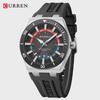 CURREN Men's Quartz Watch Fashion Date Display Luminous Waterproof Silicone Strap Sports Wristwatch