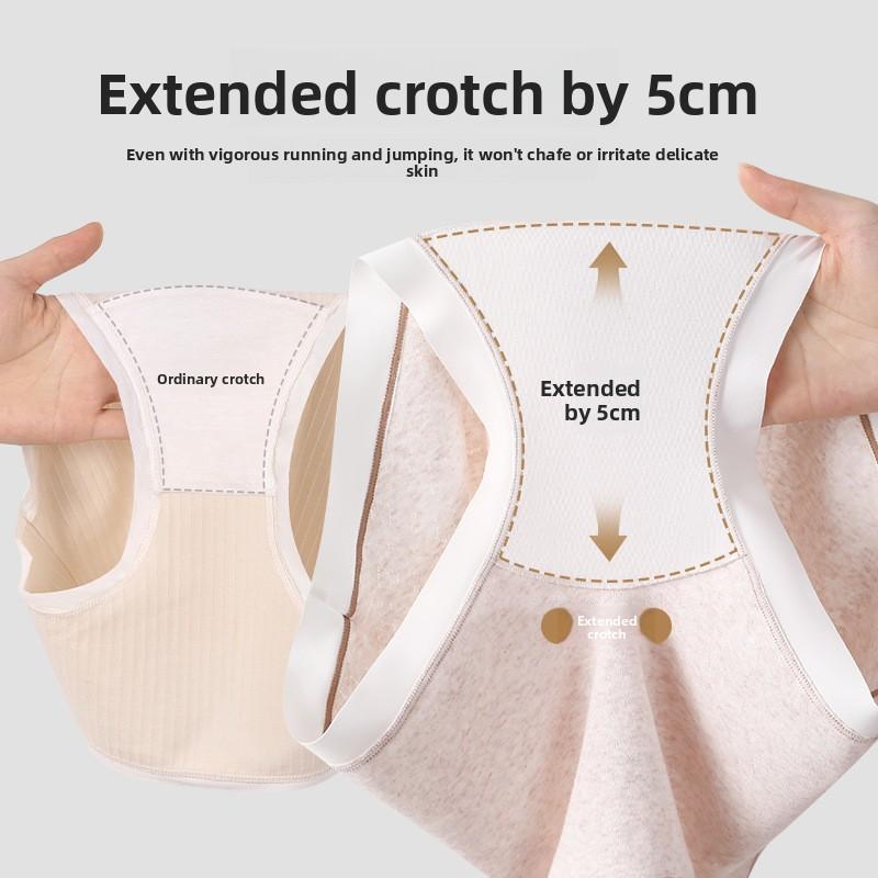 Plus Size Women's Spring and Autumn Pure Cotton 10A Antibacterial Extended Crotch Briefs