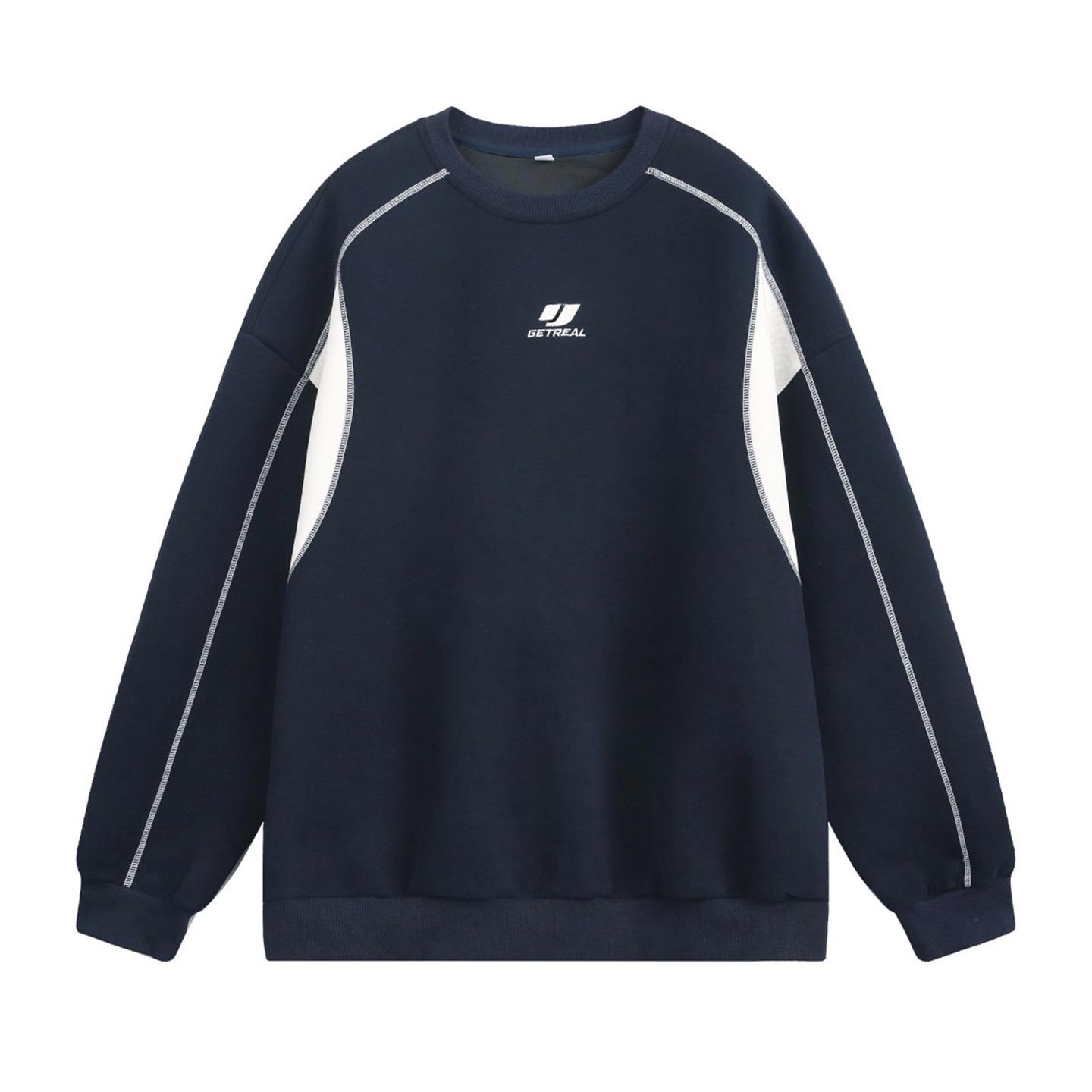 

Мужская толстовка с капюшоном, плотная, текстурированная, цветовые блоки, с вышивкой букв - Весенний повседневный спортивный пуловер XL темно-синий