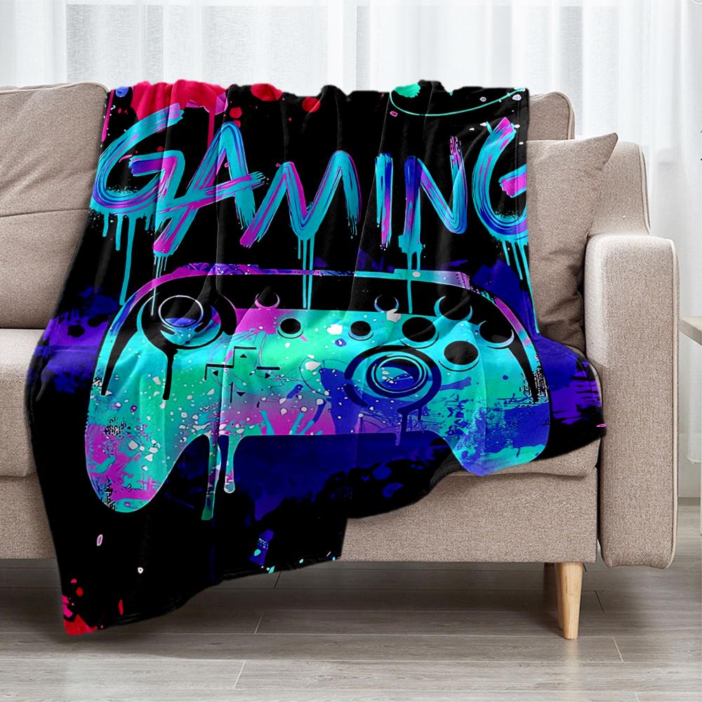 Game Controller Theme Printed Blanket - Perfect for Couch, Bed, Travel & Outdoor Use | Machine Washable, Cozy & Durable.