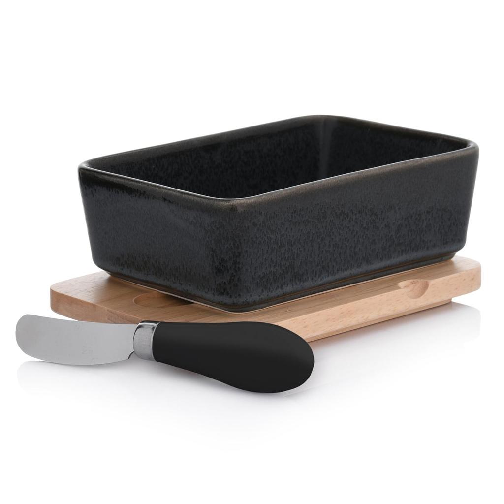 Stilvolle Porzellan-Butterdose mit Messer WAREWOOD DUKA