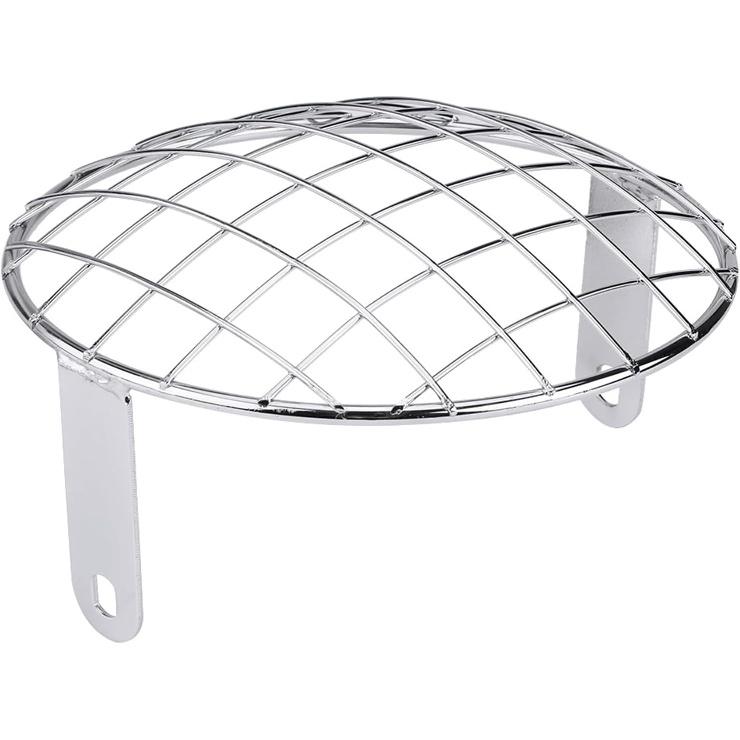 For Motorcycle, 7 Inch Headlight Mesh Grille Side Mount, Universal Cafe Racer Mask, Silver Headlight Lamp Cover, Motorcycle Headlight Cover