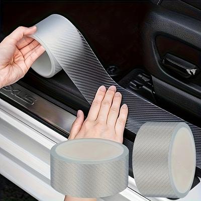 2 Rolls of Door Edge Protector Transparent Carbon Fiber Style Anti-Collision Adhesive Tape Suitable for Vehicle Models Door Entry Edge Protection