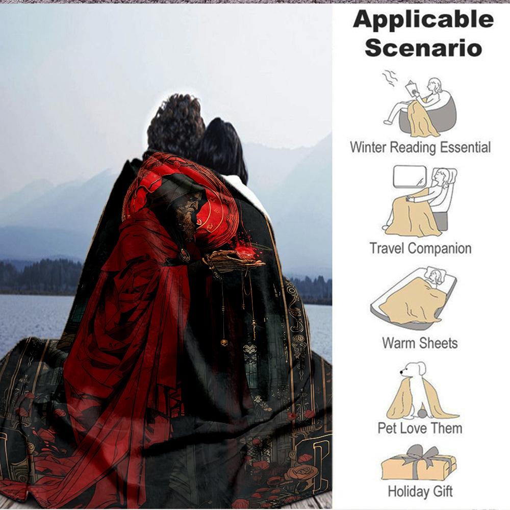 1pc Sorcerer, Crystal Blanket, Lightweight Flannel Throw Blanket For Sofa, Bed, Travel, Camping, Living Room, Office, Couch, Chair, And Bed