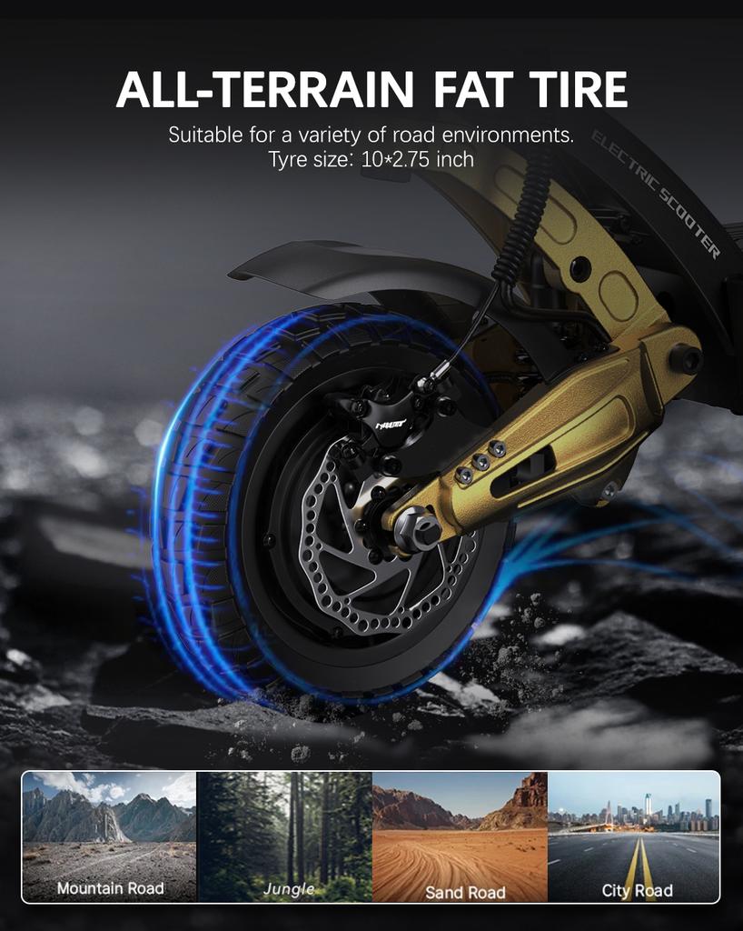 OOTD S30 3000W Peak Electric Scooter Adult Dual Motor 23.4AH 65km/h Hydraulic Brake Foldable E Scooter 10" Fat Tire All Terrain