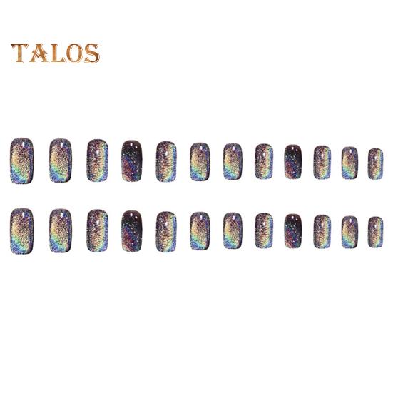 

1 комплект для женщин и девочек, накладные ногти с эффектом кошачьего глаза, глянцевый гель, накладные ногти с полным покрытием, короткие накладные ногти, акриловые типсы с клеем, набор для дизайна ногтей «сделай сам» чёрный