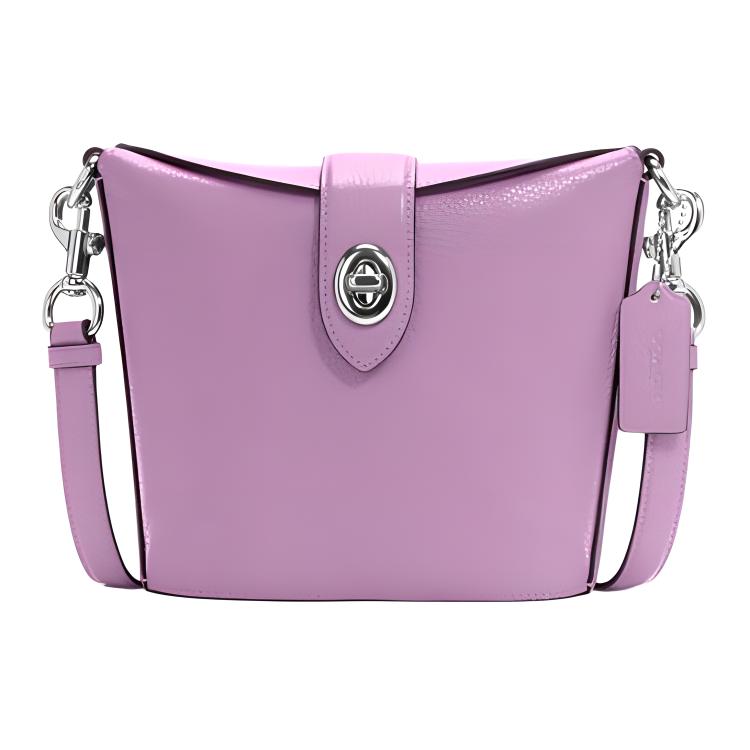 

Coach Addie 18 Fashion Minimalist Solid Pebbled Leather French Fry Bag Shoulder Crossbody Bag Women Bags Lavender C2814-SVSCV Basic Set (Bag+Dust Bag)