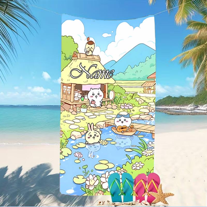Customizable personalized beach towels Chiikawa themed designs.Suitable for the beach, yoga, sports;ideal as beach accessories