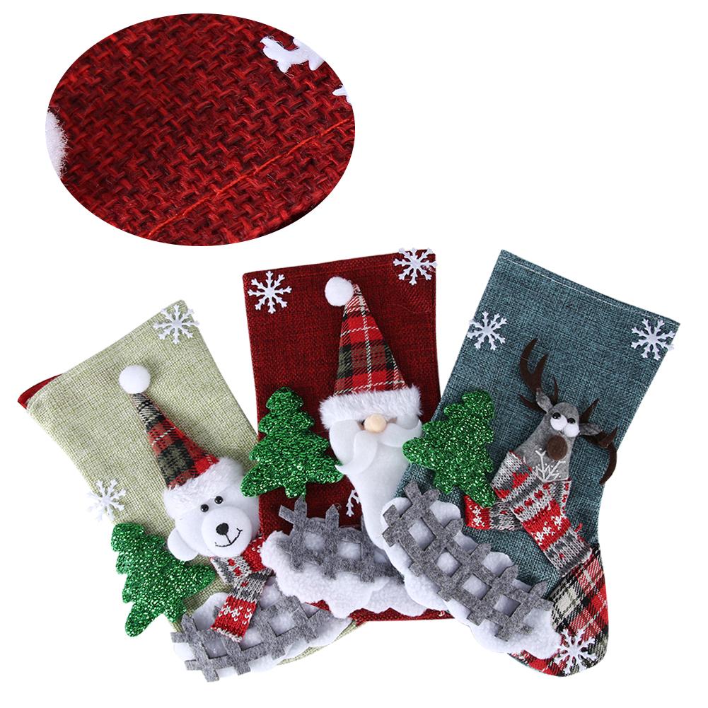 3ks Sada Vánoční punčochy Ponožka Dárková taška Závěsná ozdoba Ozdoba na vánoční stromek