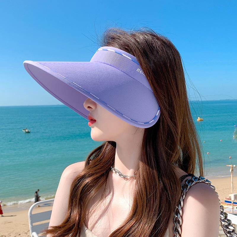 8478 Summer Sunscreen Hat Women's UV Protection Face Cover Sun Hat Versatile Large Brim Sunshade Empty Top Hat