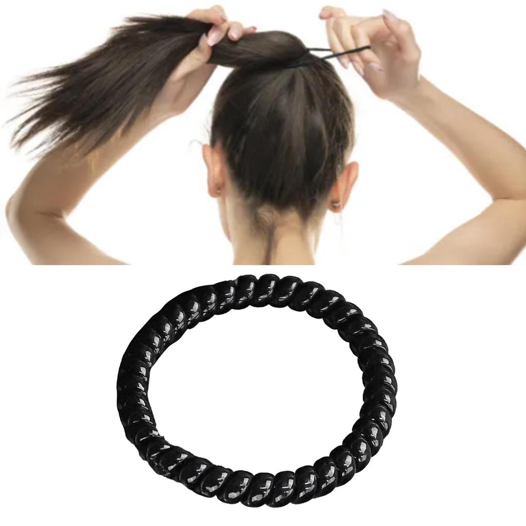 Legături de păr cu spirală elastică în formă de cablu de telefon Elasticitate ridicată împiedică tragerea legături de păr în spirală Negru