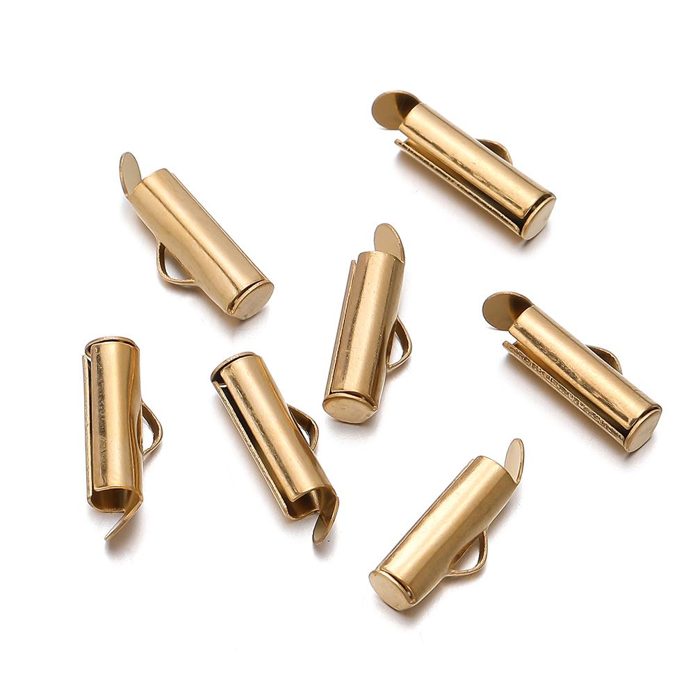 10pcs/lot Fastener Tube Crimp End Caps Slider Clasp Bracelet Buckles for DIY Connectors Loom Jewelry Making Findings Accessories