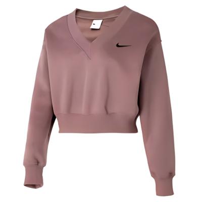 Phoenix Fleece Cropped V-Neck Sweatshirt Women Tops Smokey-Mauve FN3652-208