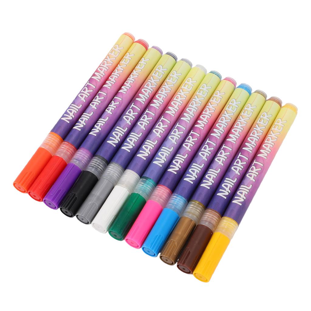 12 Colors Nail Art Pens Quick Drying Acrylic Nail Polish Pens for   Home Salon Manicure Tools
