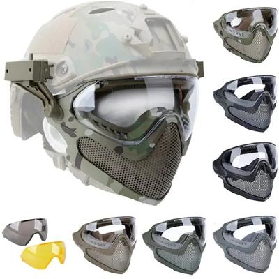 Masque Facial Tactique Lunettes Anti-Buée Paintball Airsoft Cs Tir Filet d'Acier Respirant Casque Protecteur Masques Équipement de Chasse