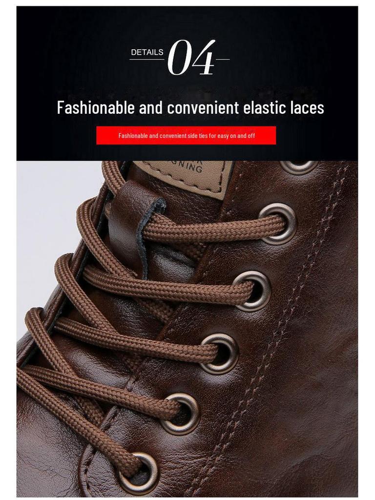 Men's Genuine Leather Martin Boots: High-Top Winter Business Casual with Wool Lining