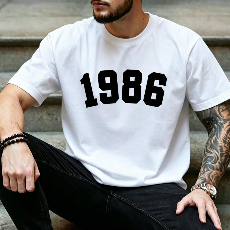1986 Vintage Varsity Bold Block White Number Graphic T Shirt Unisex Unisex Unisex Born Year Nostalgic 40th Birthday Tee