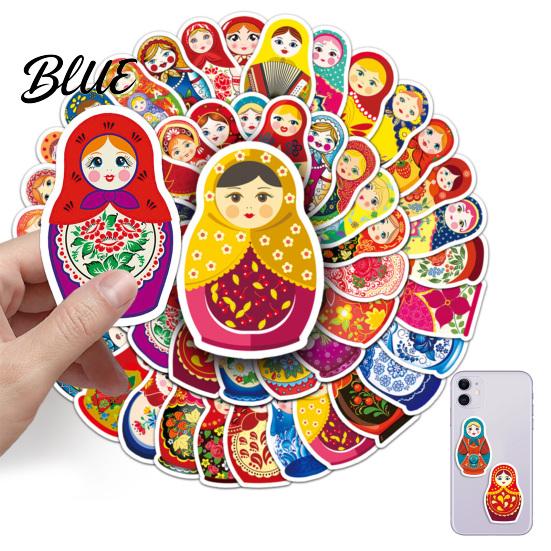 DIY Craft Stickers 50Pcs Russian Matryoshka Doll Stickers Cartoon Nesting Theme Decal Decals Set Decorative Sticker for Water Bottles Phone
