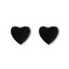 Silver Personality Black Love Stud Earrings Women'S Trend Simple Earrings Temperament Student Earrings Sweet Cool Wind