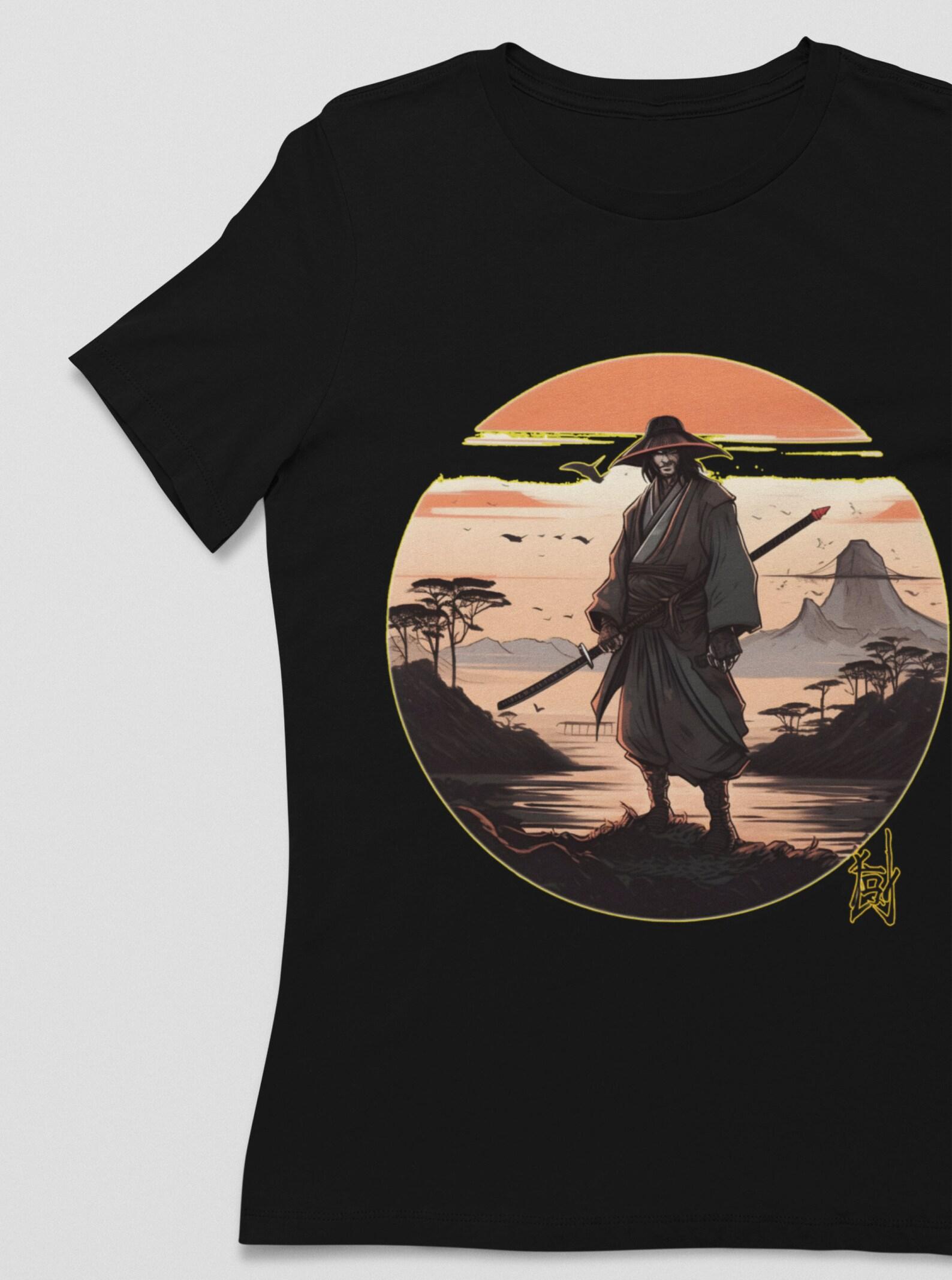 Zen Warrior Samurai T-Shirt: Japanese Art, Nature Design 2XL