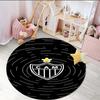 1PC round rug Black And White Stripes With Shield Printed Round Area Rug ,Rug For Home Office, Round Chair Rug,Carpet Fan gifts Christmas gift
