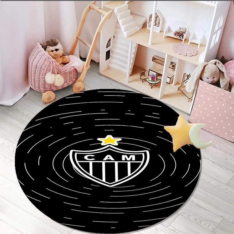 1PC round rug Black And White Stripes With Shield Printed Round Area Rug ,Rug For Home Office, Round Chair Rug,Carpet Fan gifts Christmas gift