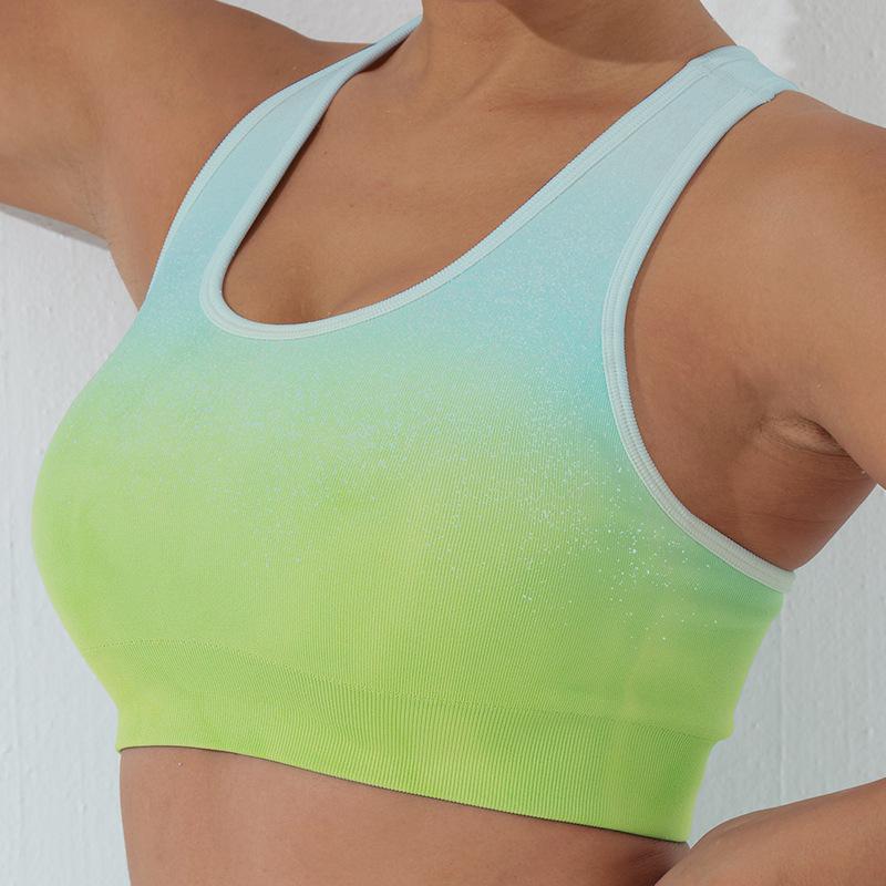 

Женский летний бюстгальтер для йоги с высокой поддержкой и градиентным эффектом, с нагрудными вкладышами Large