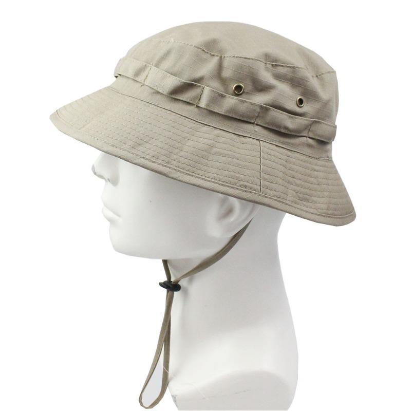 Cappello a secchiello mimetico tattico con visiera corta e tesa rotonda, cappello da pescatore mimetico stile militare, cappello da sole per escursionismo, caccia e attività all'aperto