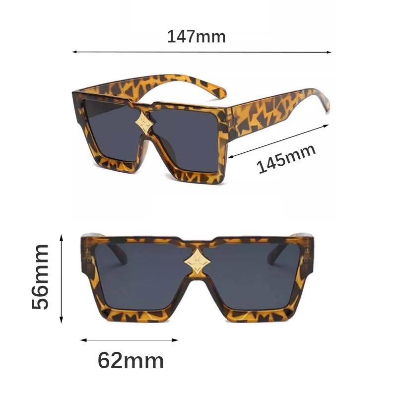 Nuovi Occhiali da Sole Quadrati con Montatura Grande Donna Uomo Marca di Lusso Designer Vintage Steampunk Lenti Protezione UV400