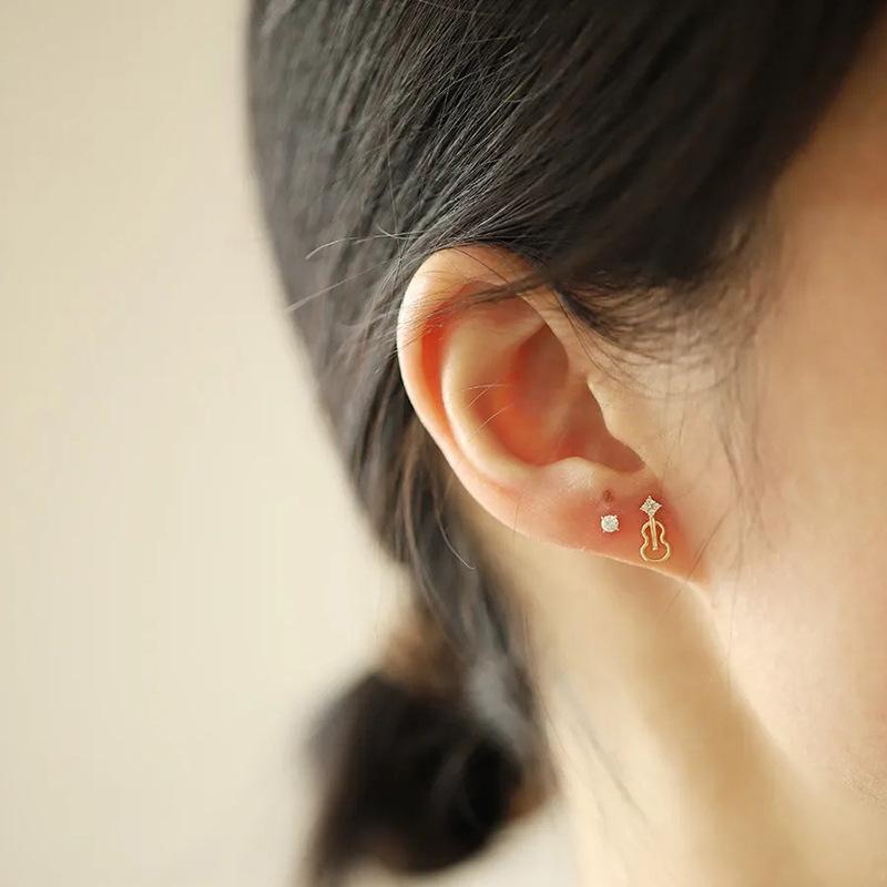 925 Sterling Silver Asymmetrical Note Violin Stud Earrings For Woman Christmas Gifts Piercing Jewelry Aretes De Mujer Party Gift