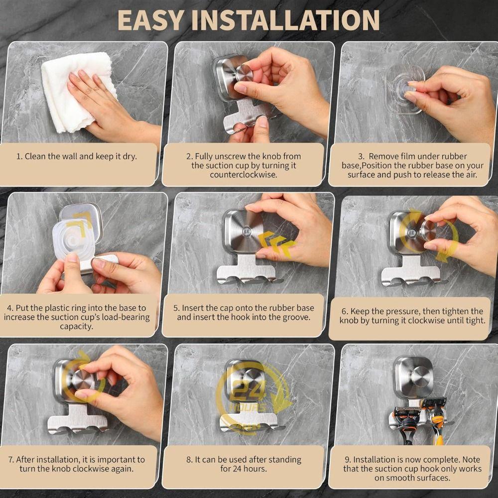 Removable Stainless Steel Shower Hook Wall Mounted Shaver Storage Rack  Washroom Wall