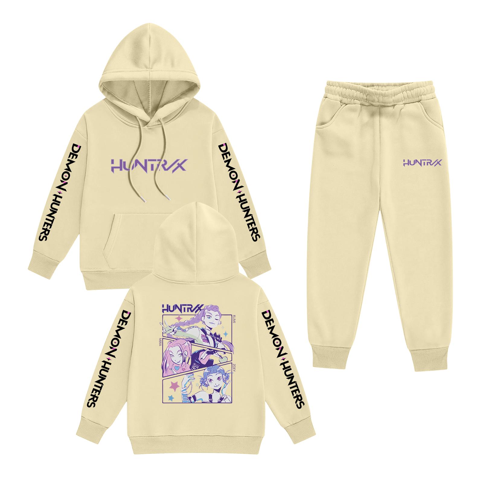 

Kids Long Sleeve Loose Pullover Letter Print Drawstring Hooded Sweatshirt Set 100