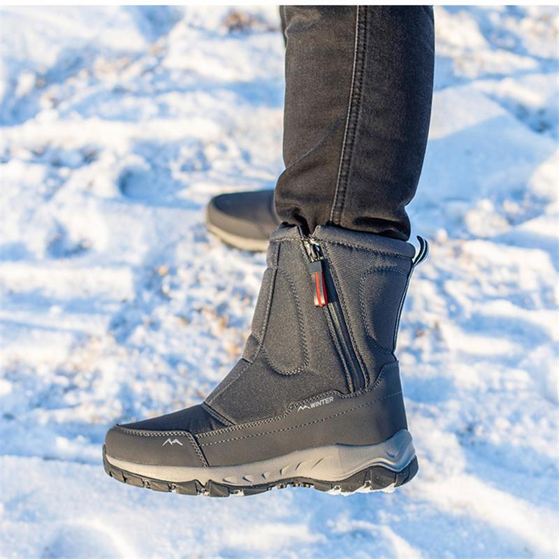 Shoes for Men Large Size Winter Men Boots Fashion Warm Plush Ankle Boots Sweat Wicking High-Top Warm Snow Boots Outdoor Sneakers