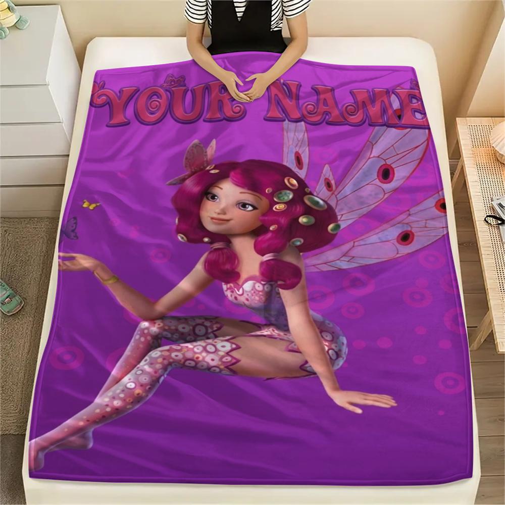 1PC Custom Name Mia and Me Patterned Flannel Blanket Suitable For All Seasons for Home Decor Warmth and Comfort Gifts Holiday Present