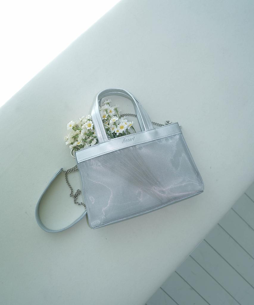 Heeari Marie Mesh Crossbody Tote Bag_Silver