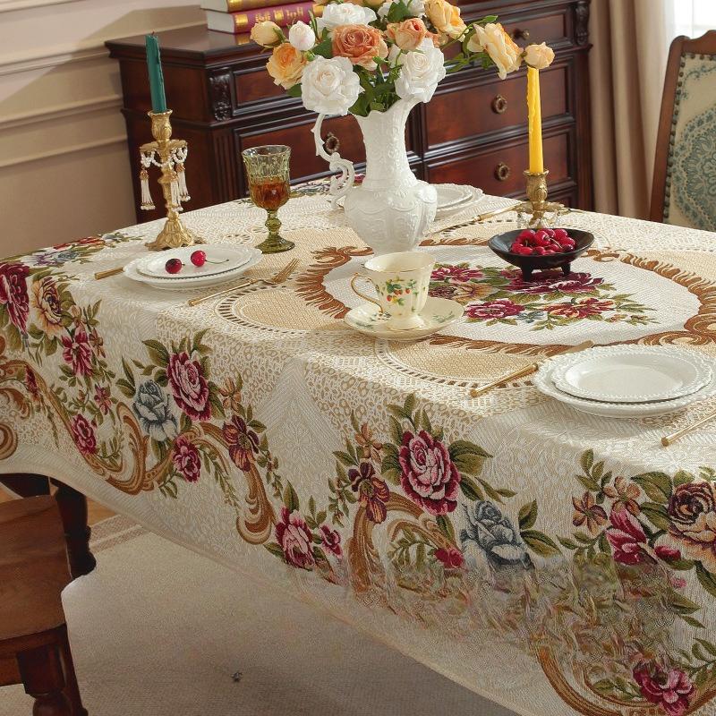 European Style Table Cloth for Home Use Thickened Anti Scald Dining Table Cloth Rectangular Dustproof and Beautifying Decoration