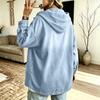 Giacca Cappotto di Jeans Casual da Donna con Cappuccio e Bottoni per Primavera Autunno Capospalla Quotidiano