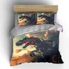 3Pcs Mechanical T-Rex Bedding Set, Cyborg Skeleton Dinosaur Print Duvet Cover, Post-Apocalyptic Tech Style