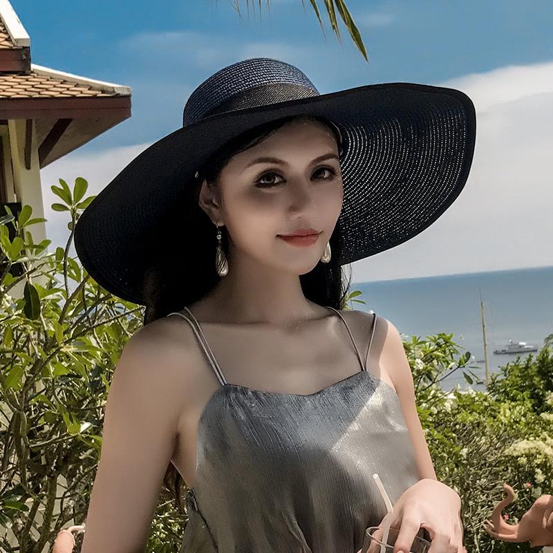 Straw hat, raffia sun hat, sun protection, large edge to show the face, small hat, trendy versatile fashion beach hat