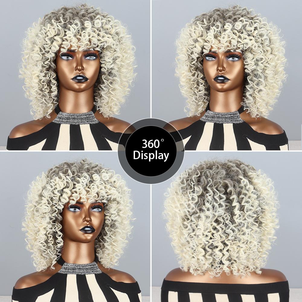 

MISSQUEEN афро женский черный блоновый парик из синтетического волокна, вьющиеся волосы, парики для женщин, пушистая прическа с эффектом омбре, вечерние, обычный вьющийся парик 30cm