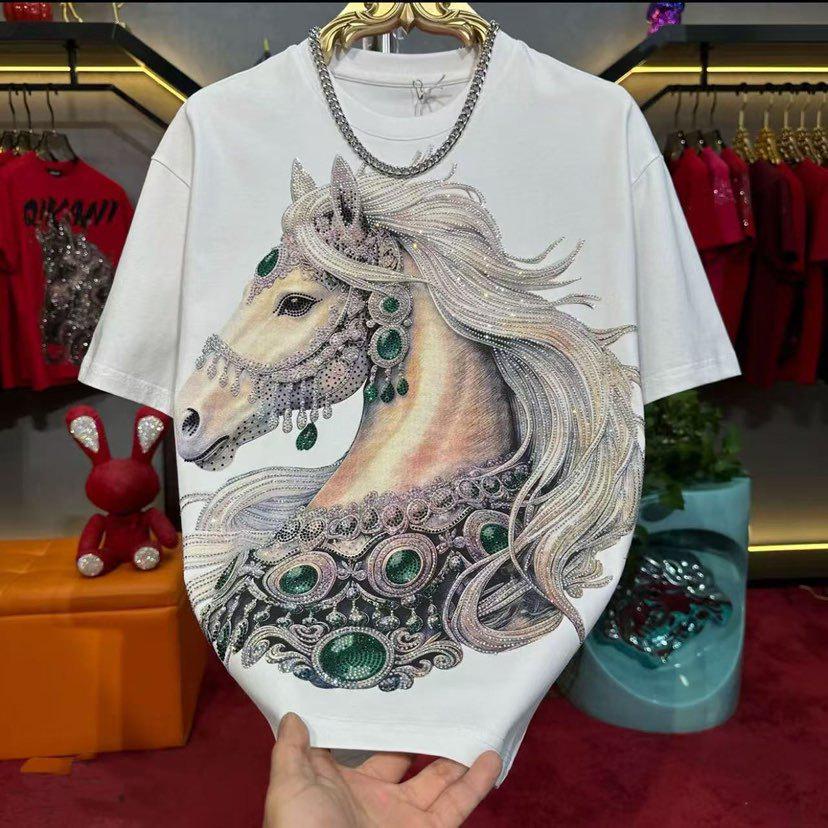 

Year of the Horse Luxurious Embroidered Unisex T-Shirt XL (China) білий