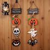 2PcsNew Halloween Decoration Wooden Sign Door Hanger Pumpkin Ghost Ornament Set Creative Hanging Decor for Seasonal Home Display