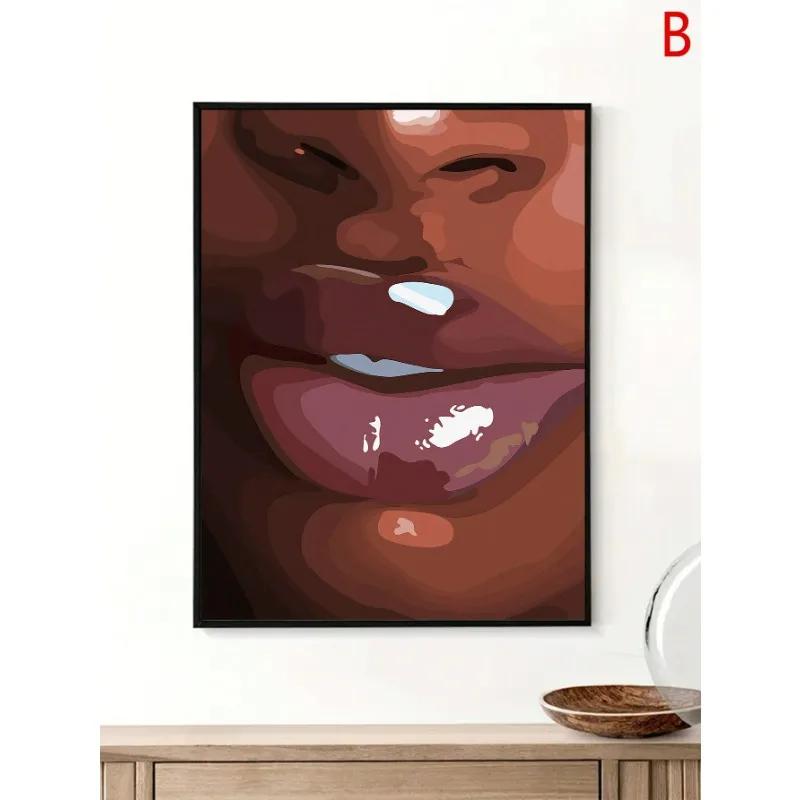 3pcs Bohemian Women Poster Lips Nails Art Green Clothing Gold Jewellery Women Prints Living Room Decorative Artwork Ideal Gift