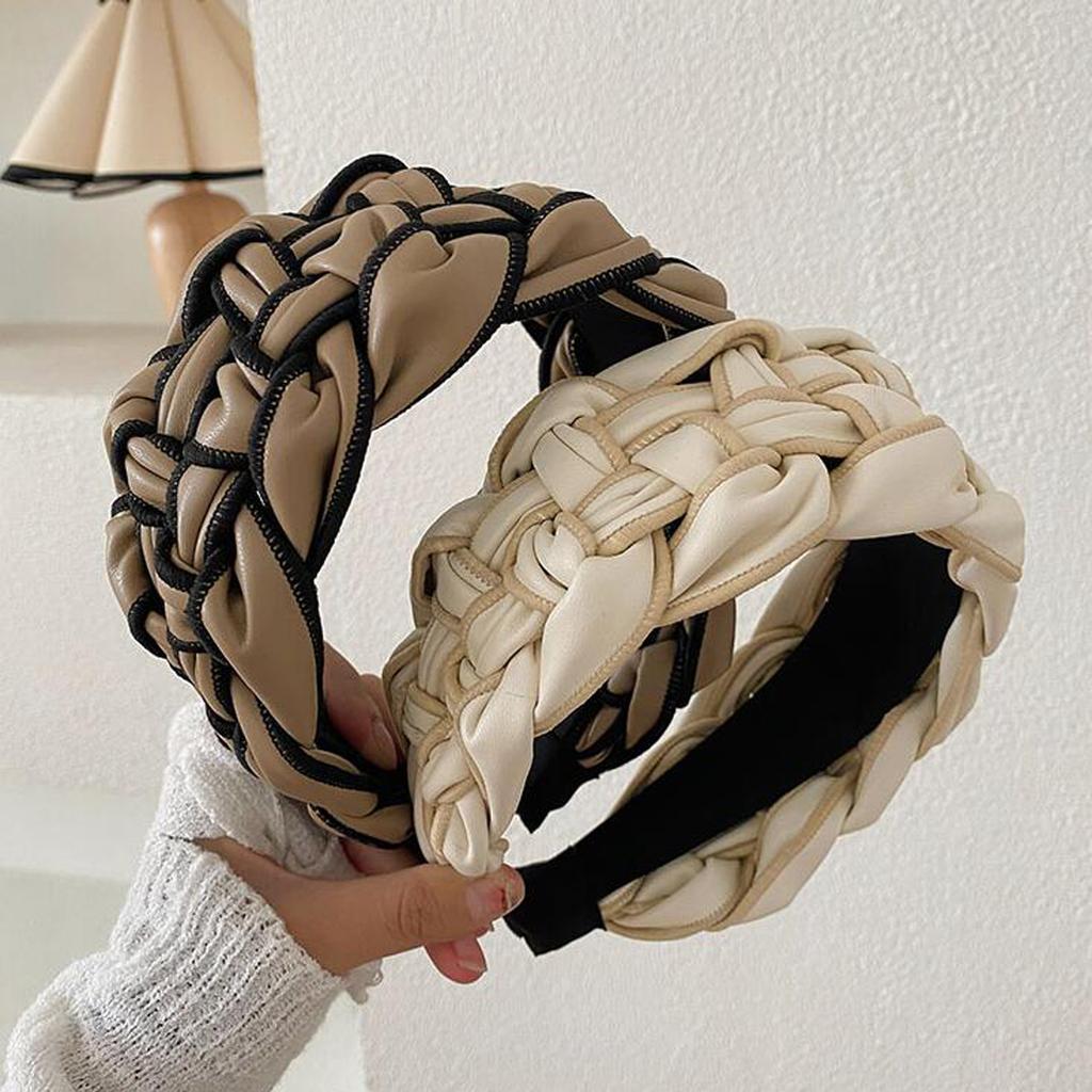 PROLY New Fashion Over Size Wide Side Hairband Handmade Braided Headband Vintage Turban Autumn Hair Accessories