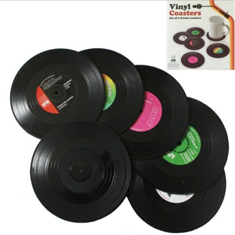 6PCS Rockin Drink Coaster Vintage CD Record Coaster, Table Mat, Coffee Mat, Vinyl CD Placemat Set