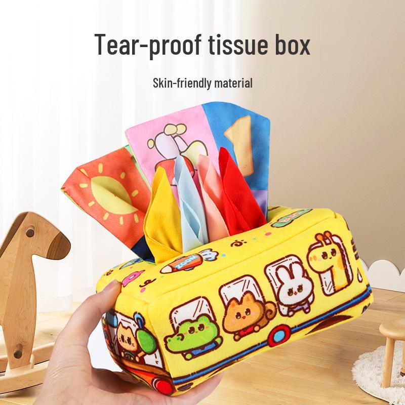 Washable Tear-Proof Crinkle Paper Toy for Infants - Soothing Tissue Box & Cloth Book